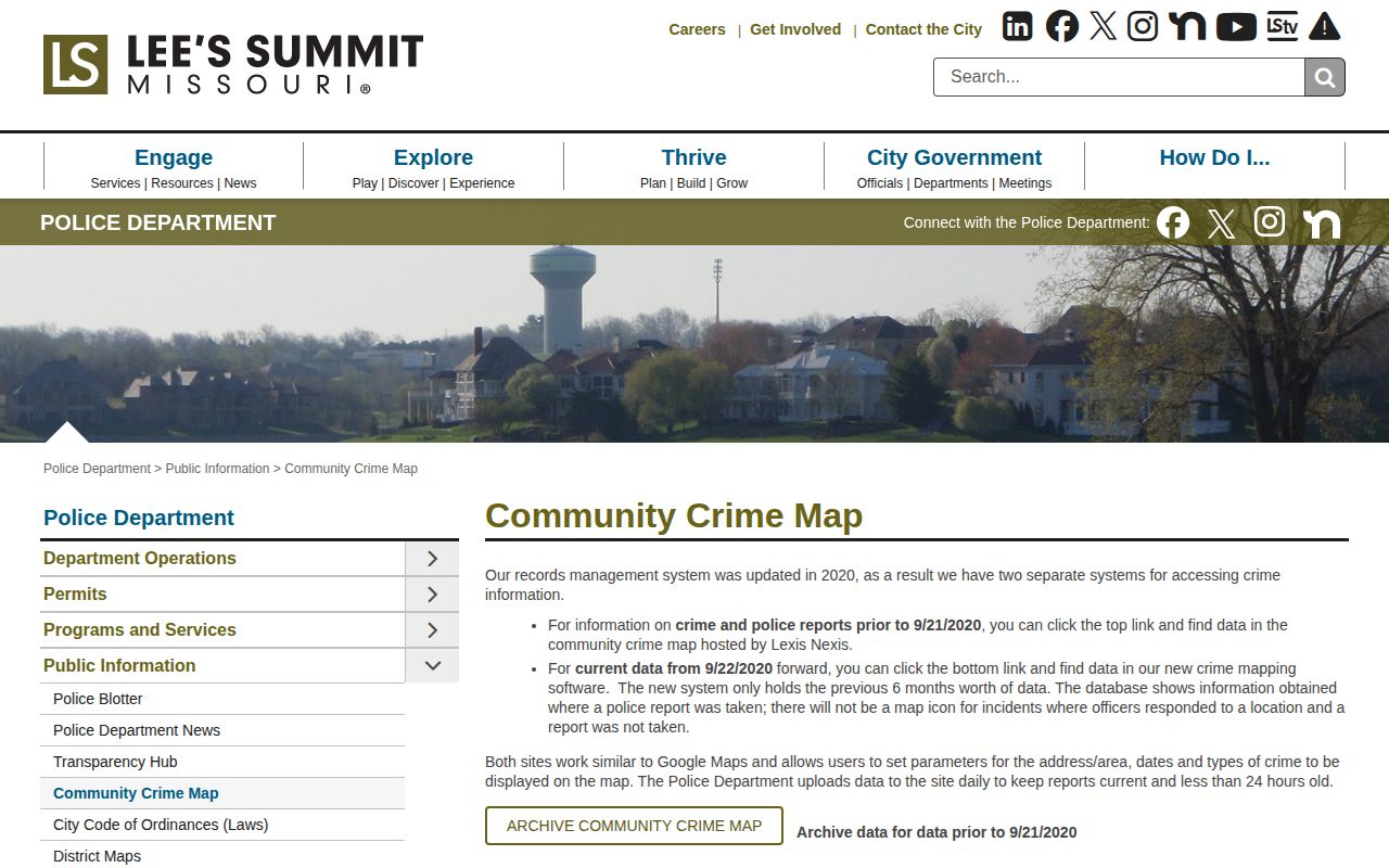 Lee’s Summit Jackson County community crime map for incident-record context